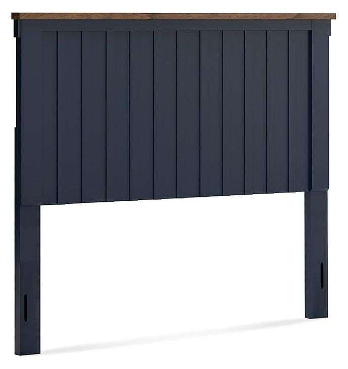 Landocken Dark Slate Blue and Light Brown Full Panel Headboard