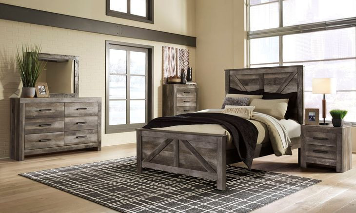 Wynnlow Gray 6 Drawer Dresser and Rectangular Mirror