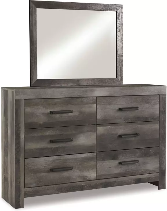 Wynnlow Gray 6 Drawer Dresser and Rectangular Mirror