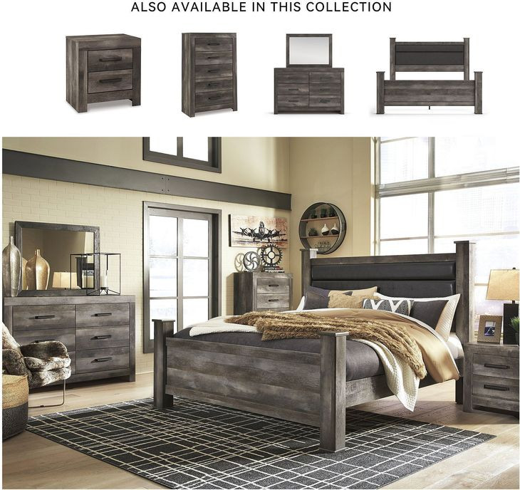 Wynnlow Gray King Upholstered Poster Bed