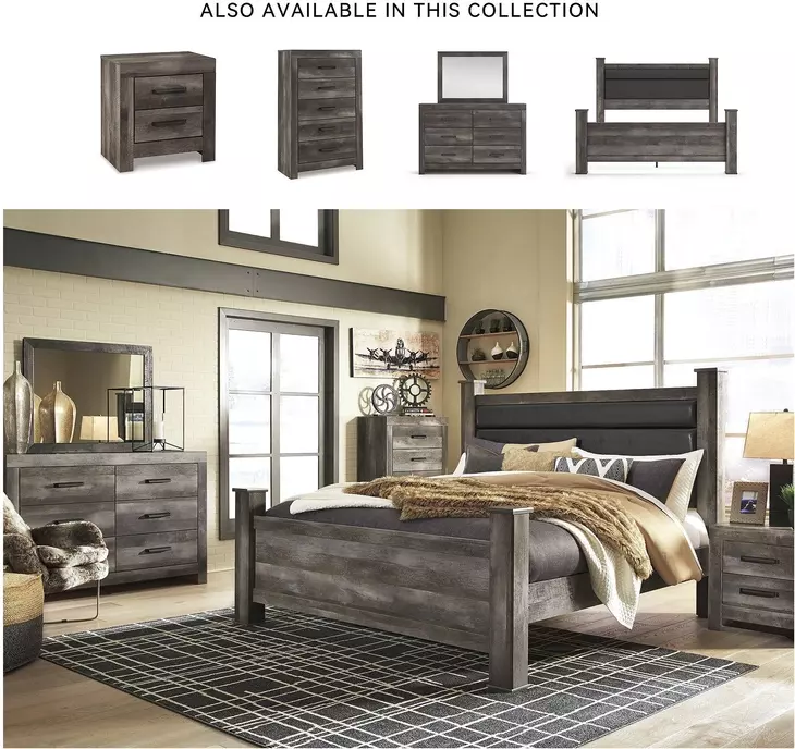 Wynnlow Gray King Upholstered Poster Bed