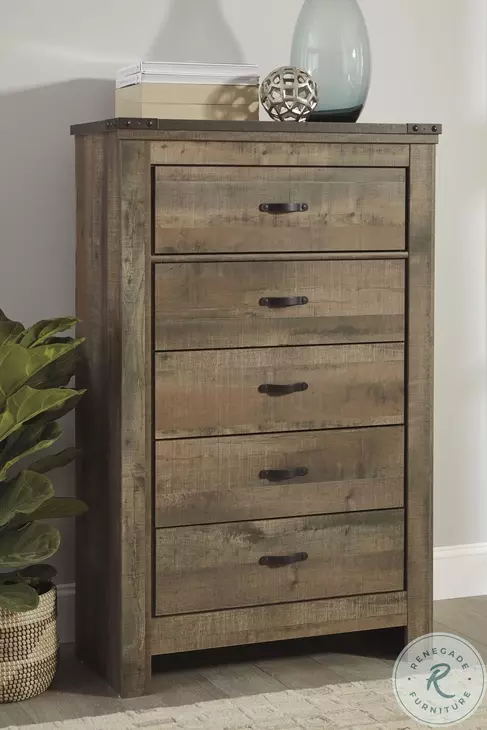 Trinell Brown Five Drawer Chest