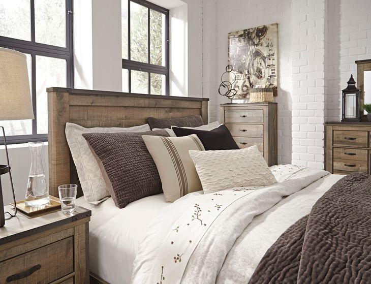 Trinell Warm Rustic Plank Queen Panel Headboard