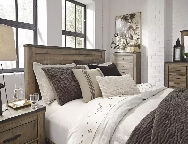 Trinell Warm Rustic Plank Queen Panel Headboard