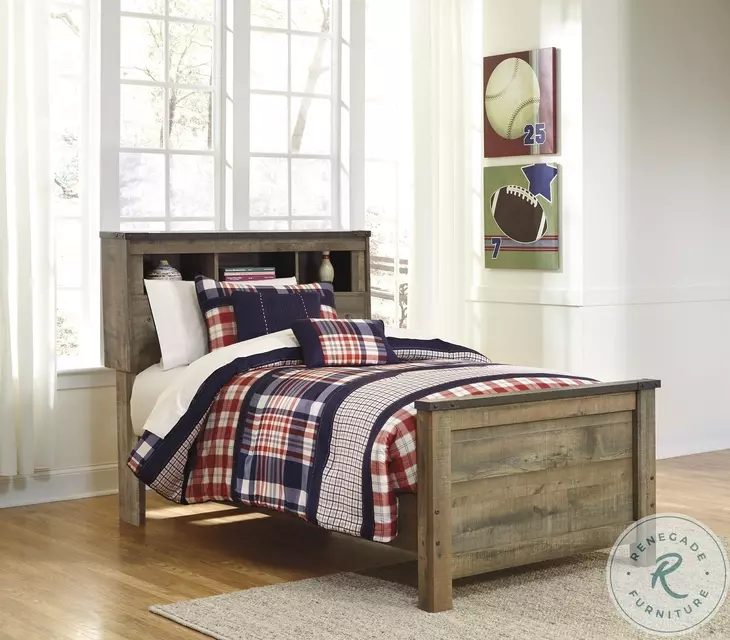Trinell Brown Twin Bookcase Bed