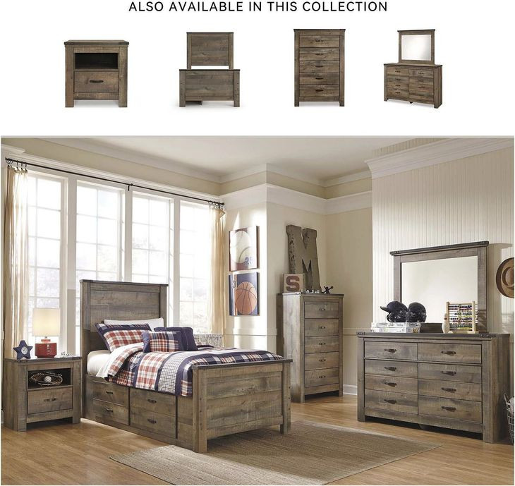 Trinell Brown Twin Panel Bed With 2 Storage Drawers