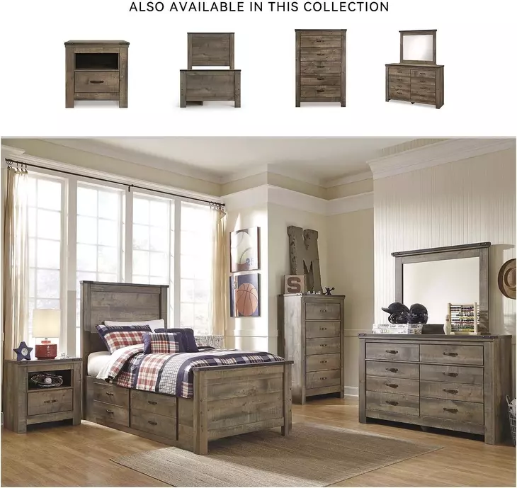 Trinell Brown Twin Panel Bed With 2 Storage Drawers