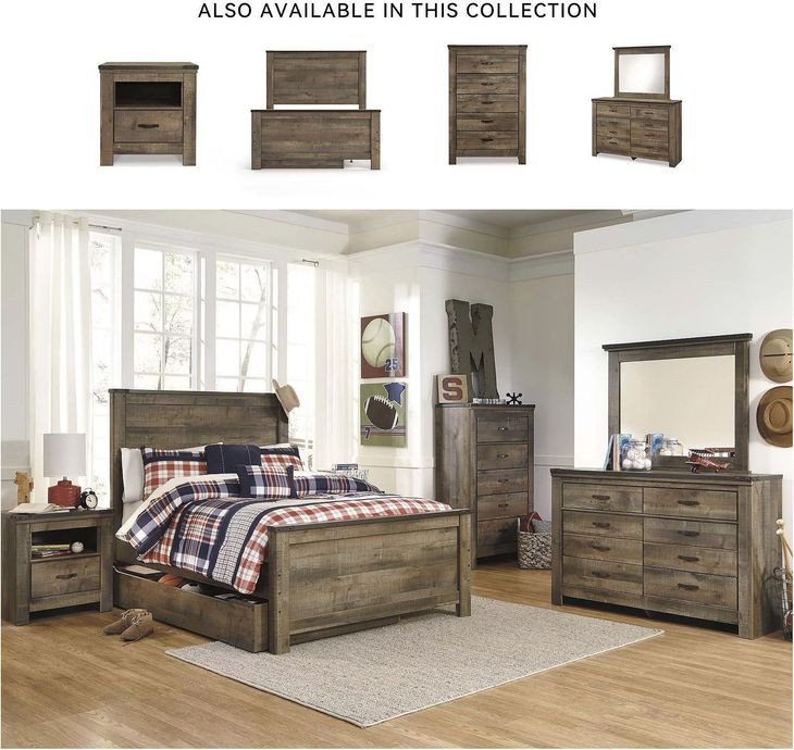 Trinell Brown Full Panel Bed With 1 Large Storage Drawer