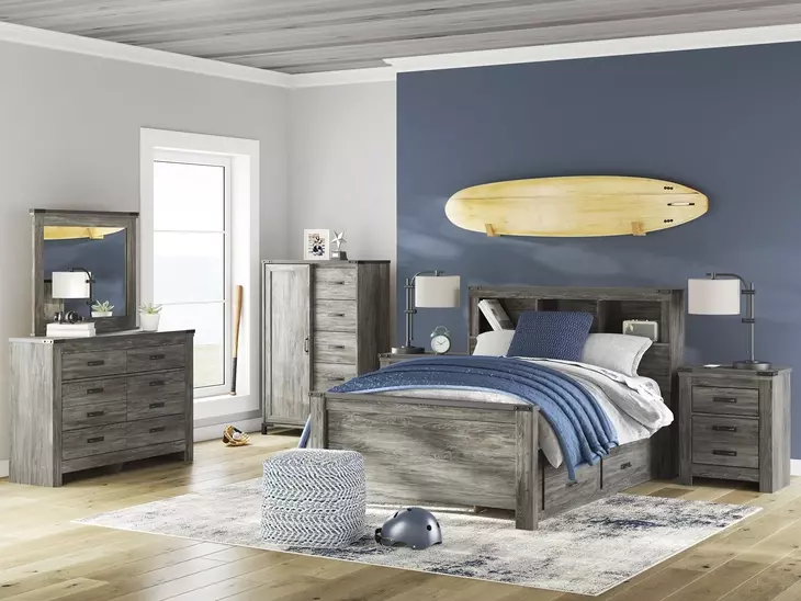 Frandern Gray 2 Drawer Nightstand with USB Charging