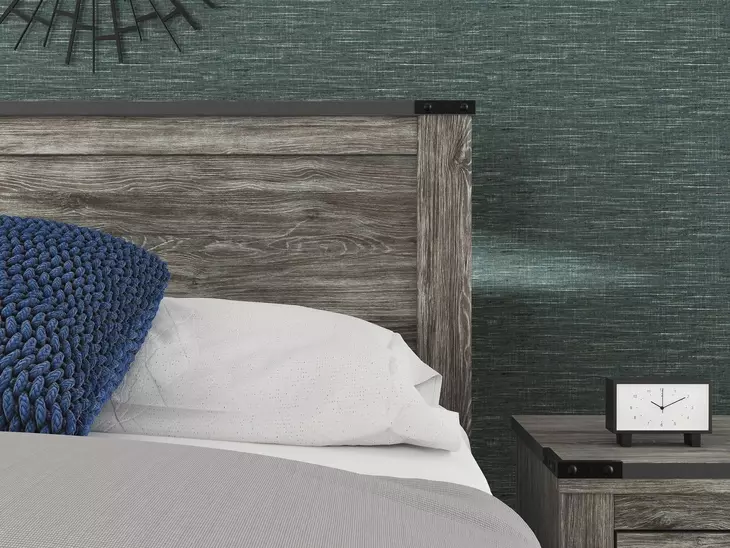 Frandern Black and Gray Queen Panel Bed with Nailhead Trim