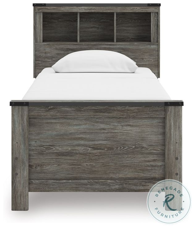 Frandern Gray Twin Bookcase Panel Bed