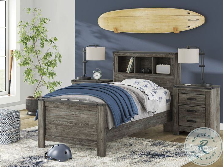 Frandern Gray Twin Bookcase Panel Bed