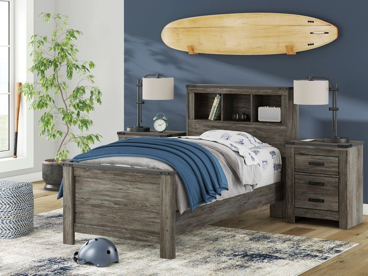 Frandern Rusti Warm Gray Twin Bookcase Headboard