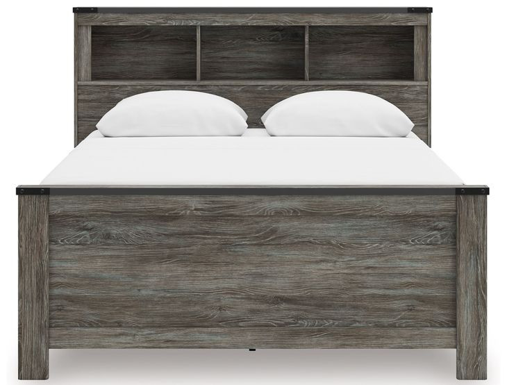Frandern Gray Queen Bookcase Panel Bed