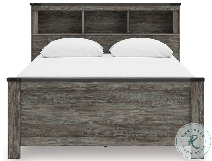 Frandern Gray Queen Bookcase Panel Bed