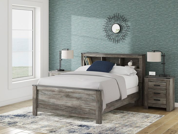 Frandern Rusti Warm Gray Queen Bookcase Headboard