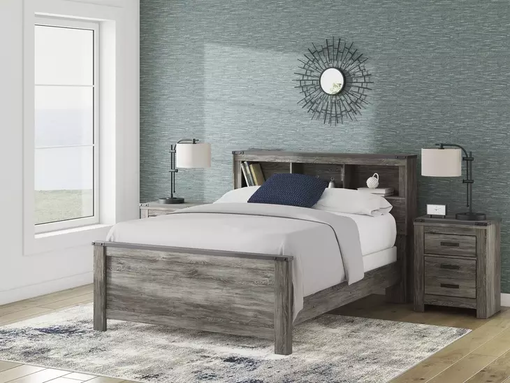 Frandern Rusti Warm Gray Queen Bookcase Headboard