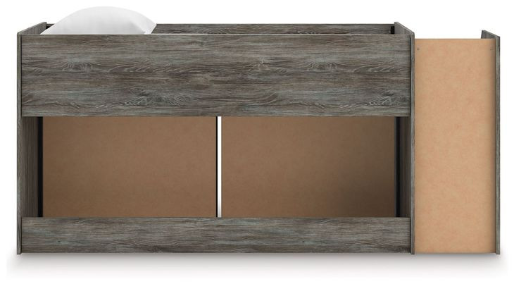 Frandern Warm Gray Twin Loft Bed with Drawer Storage