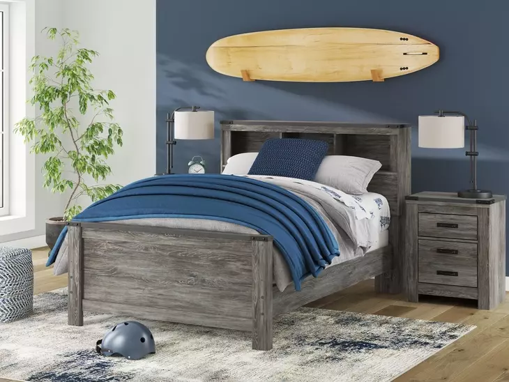 Frandern Rusti Warm Gray Full Bookcase Headboard