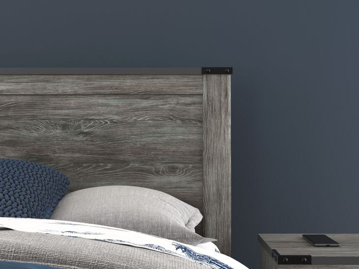 Frandern Black and Gray Full Storage Panel Bed with Nailhead Trim