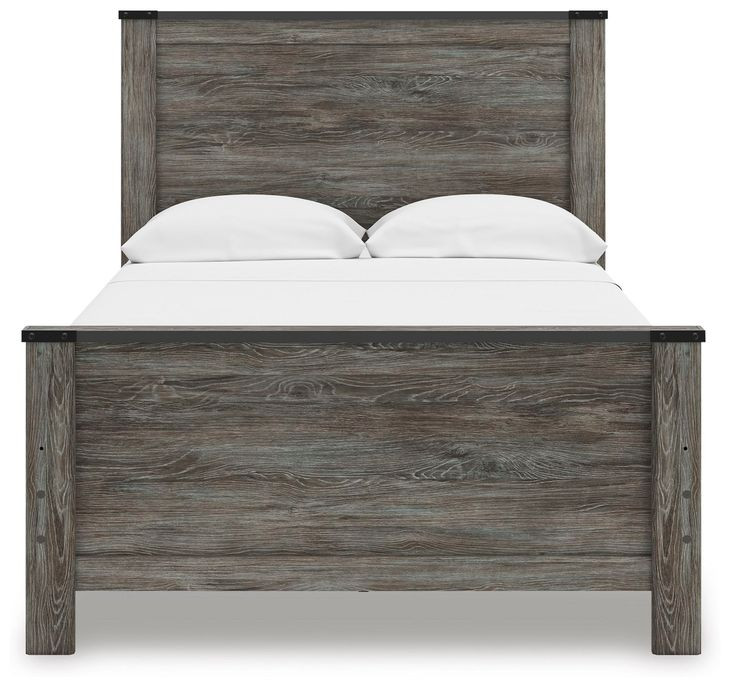 Frandern Black and Gray Full Panel Bed with Nailhead Trim