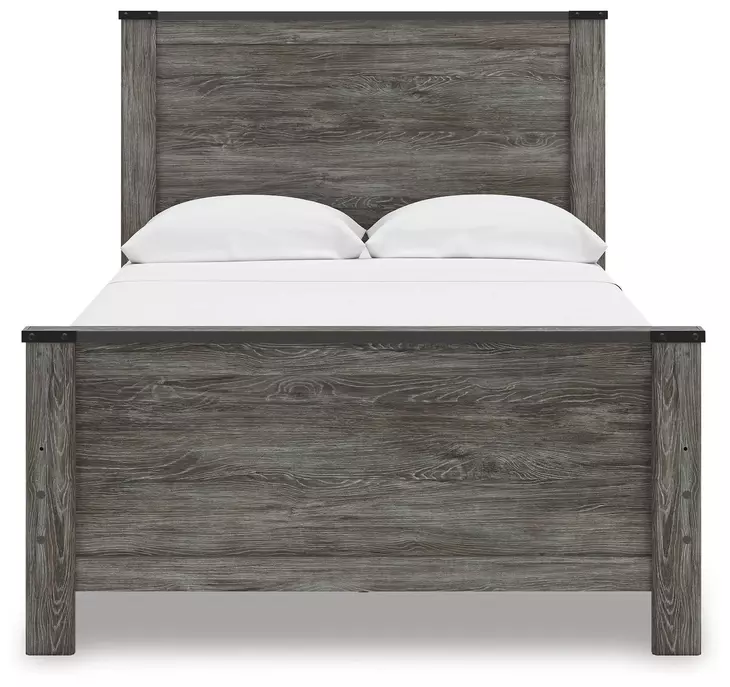 Frandern Black and Gray Full Panel Bed with Nailhead Trim