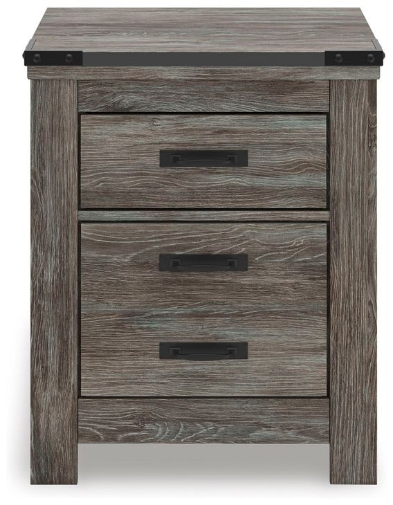 Frandern Gray 2 Drawer Nightstand with USB Charging