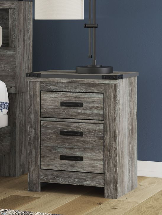 Frandern Gray 2 Drawer Nightstand with USB Charging