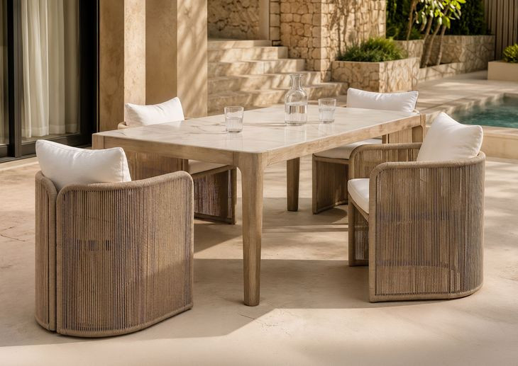 Trellis White Upholstered Outdoor Arm Chair