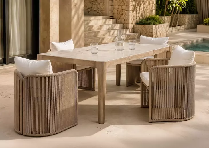 Trellis White Upholstered Outdoor Arm Chair