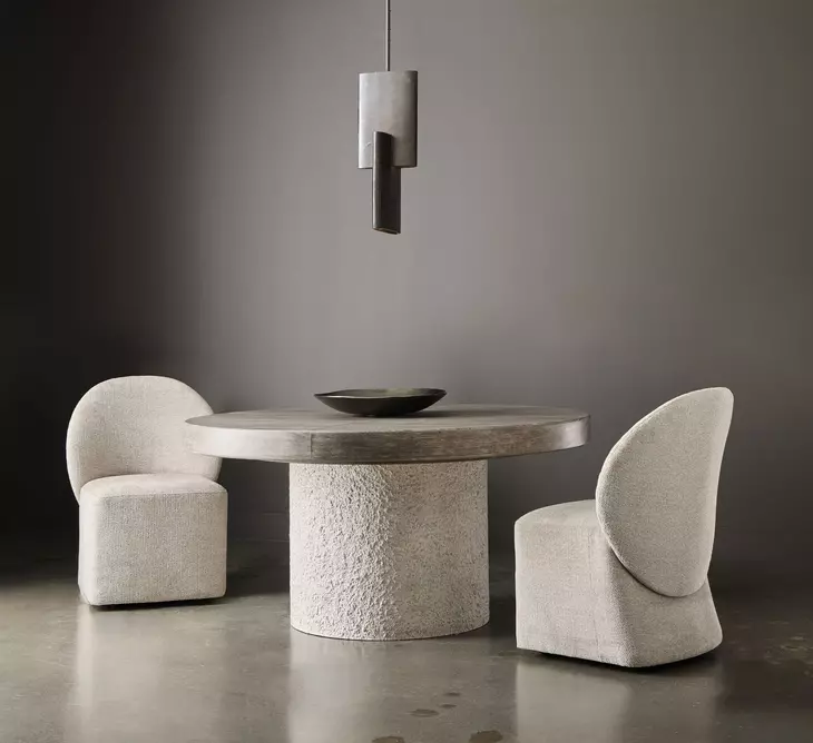Monolith Beige 80" Round Extendable Dining Table