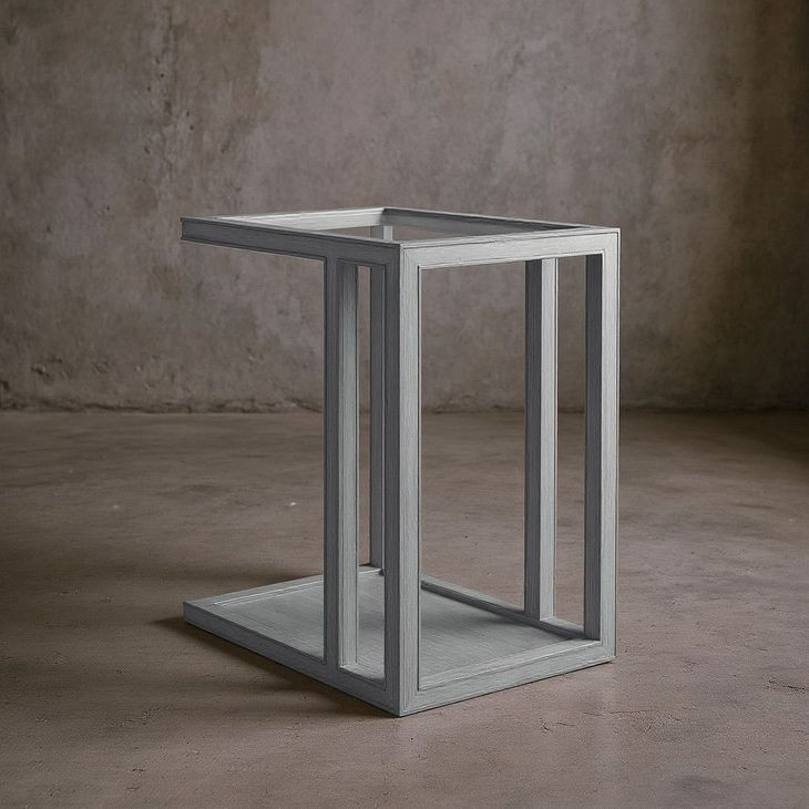 Glaze Vintage Blue Rectangular Glass Top End Table