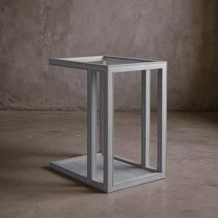 Glaze Vintage Blue Rectangular Glass Top End Table