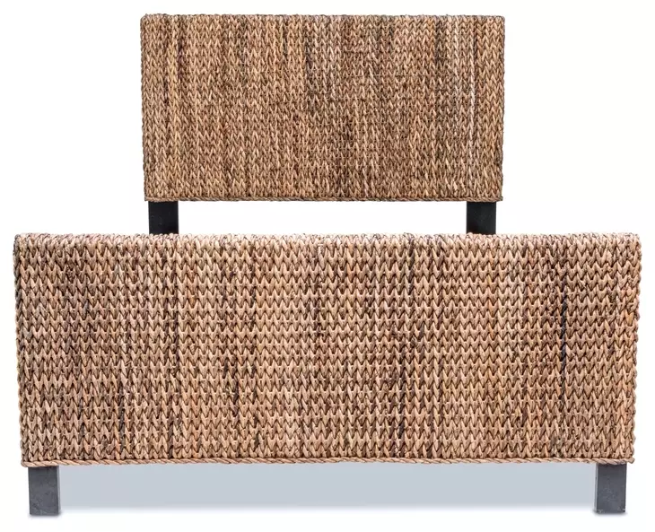 Maui Natural and Black Queen Panel Bed