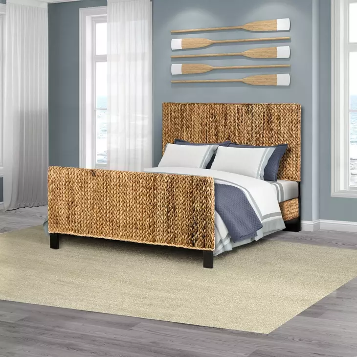 Maui Natural and Black Queen Panel Bed