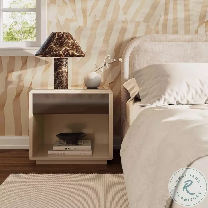 Martha Taupe Mirrored Nightstand