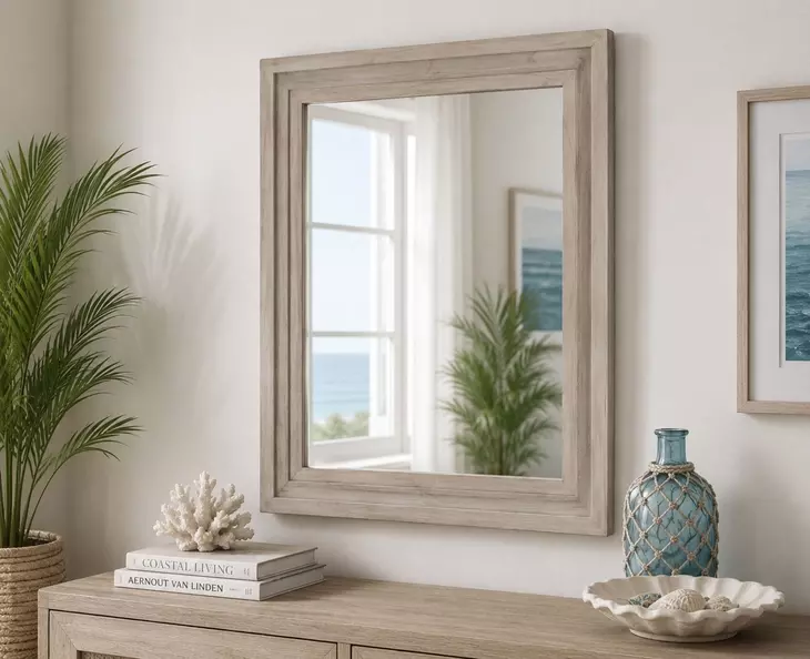 Blue Isles Aged Ivory Rectangular Dresser Mirror