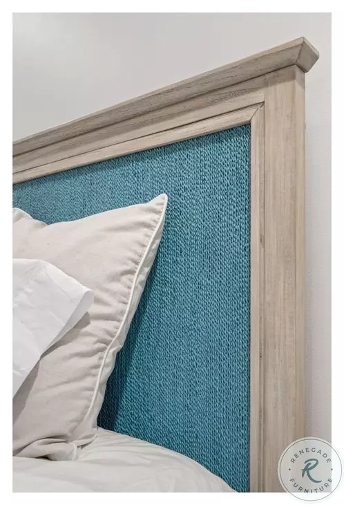 Blue Isles Ocean Blue and Aged Ivory King Headboard