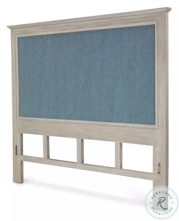 Blue Isles Ocean Blue and Aged Ivory King Headboard