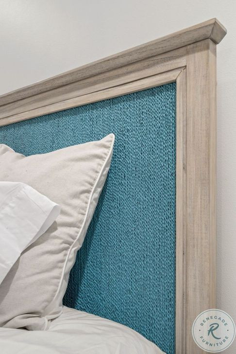 Blue Isles Ocean Blue and Aged Ivory Queen Panel Bed