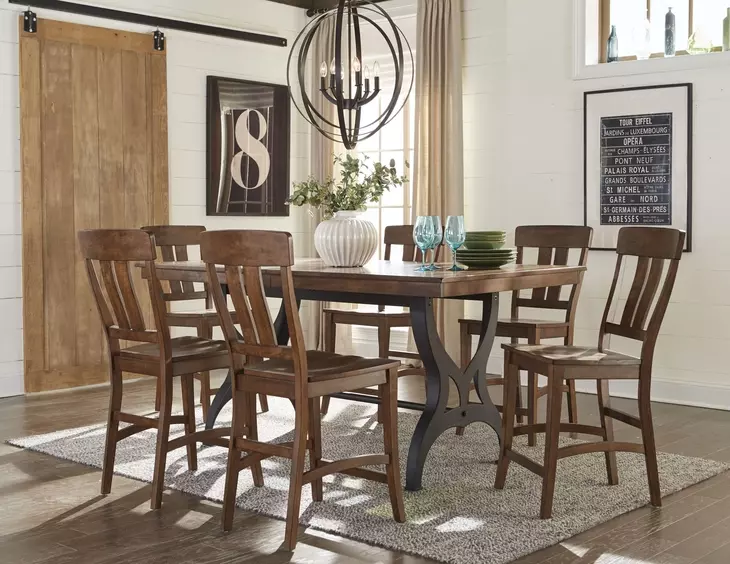 District Copper and Black Extendable Rectangular Counter Height Dining Room Set