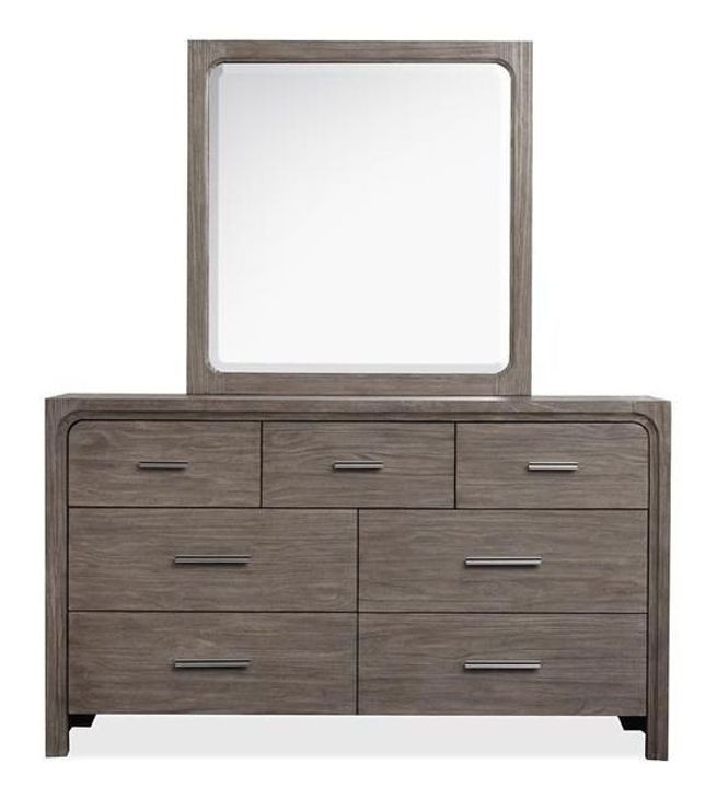 Ashford Lane Dark Umber 7 Drawer Dresser with Rectangular Mirror