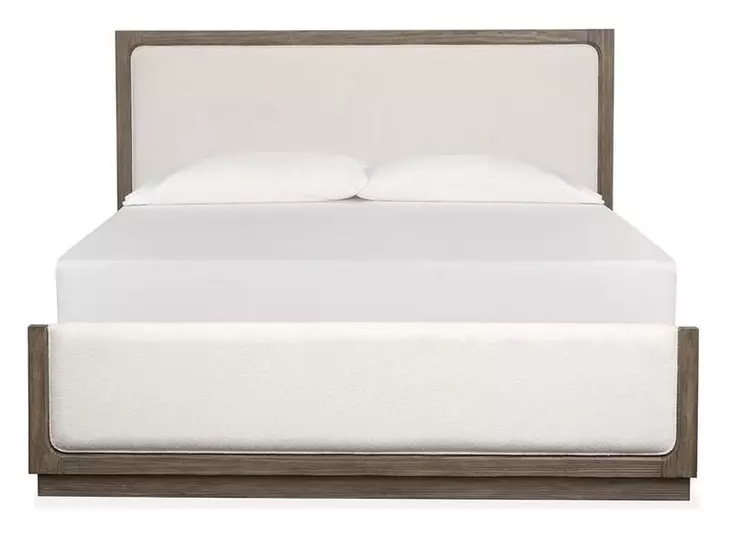 Ashford Lane Dark Umber and Milo Ivory Queen Upholstered Panel Bed