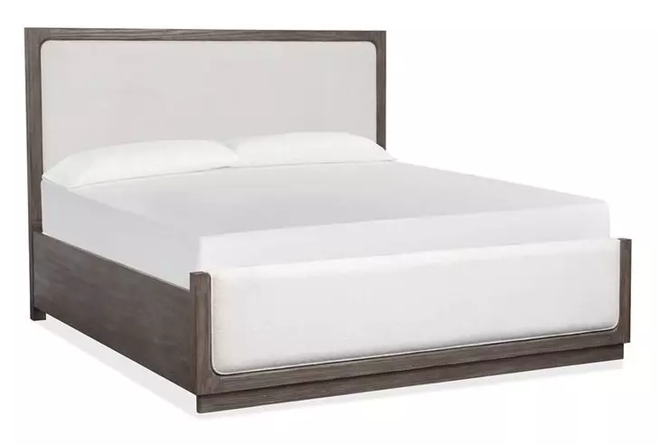 Ashford Lane Dark Umber and Milo Ivory King Upholstered Panel Bed