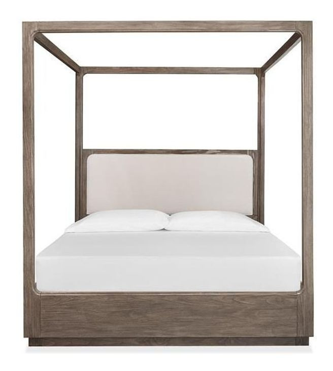 Westbourne Dark Umber and Milo Ivory King Upholstered Poster Bed