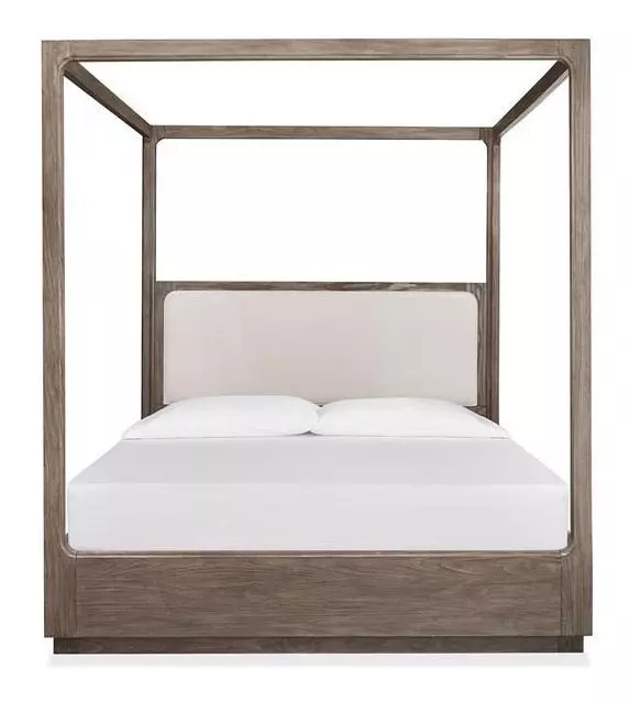 Ashford Lane Dark Umber and Milo Ivory King Upholstered Poster Bed