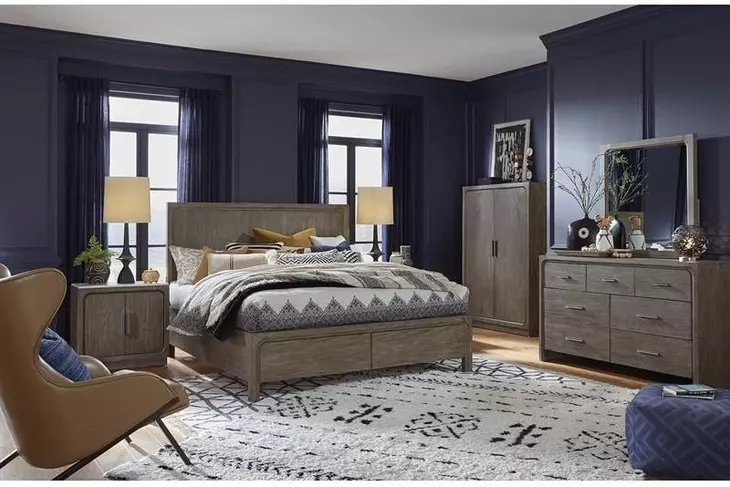 Ashford Lane Dark Umber and Milo Ivory Queen Upholstered Panel Bed