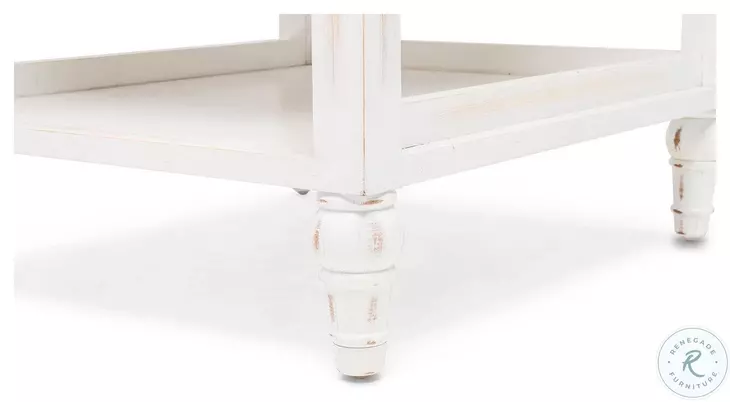 Ocean Mist Weathered White 1 Basket Rectangular End Table