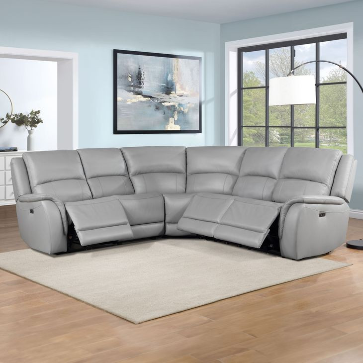 Alexandria Stone 5 Piece Modular Power Reclining Sectional with USB Charging