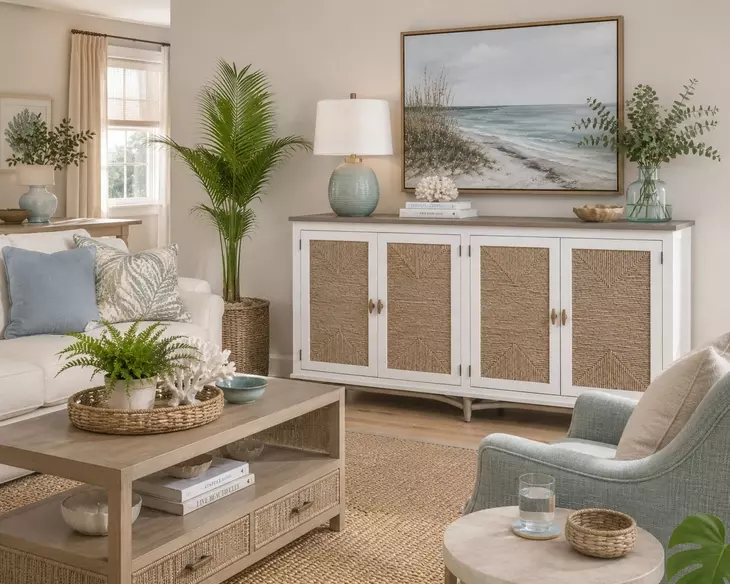 Hearthwood Sea Drift and White 4 Door Credenza